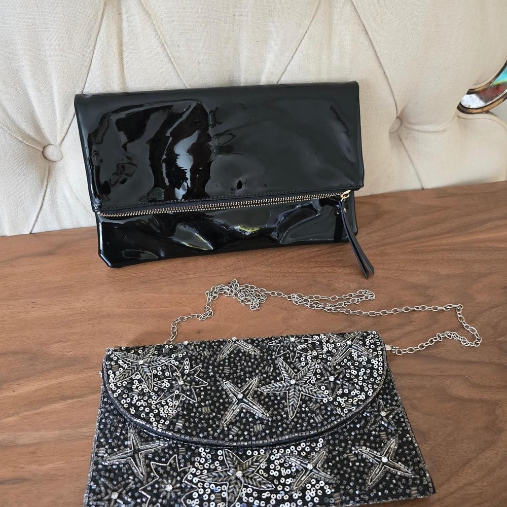 2 black clutch bags bundle